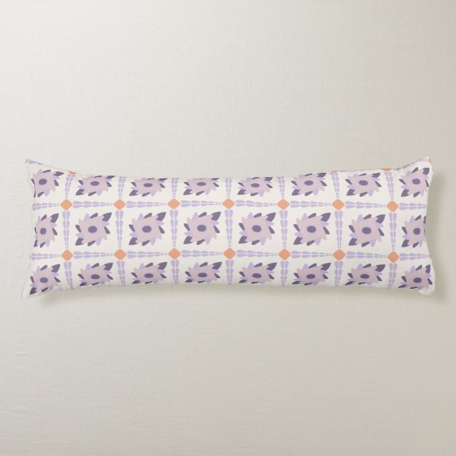 Purple Pastel Decorative Tile Pattern Body Pillow (Front)