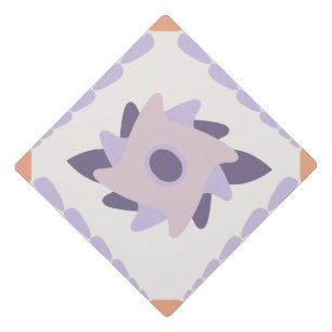 Purple Pastel Decorative Tile Pattern Graduation Cap Topper