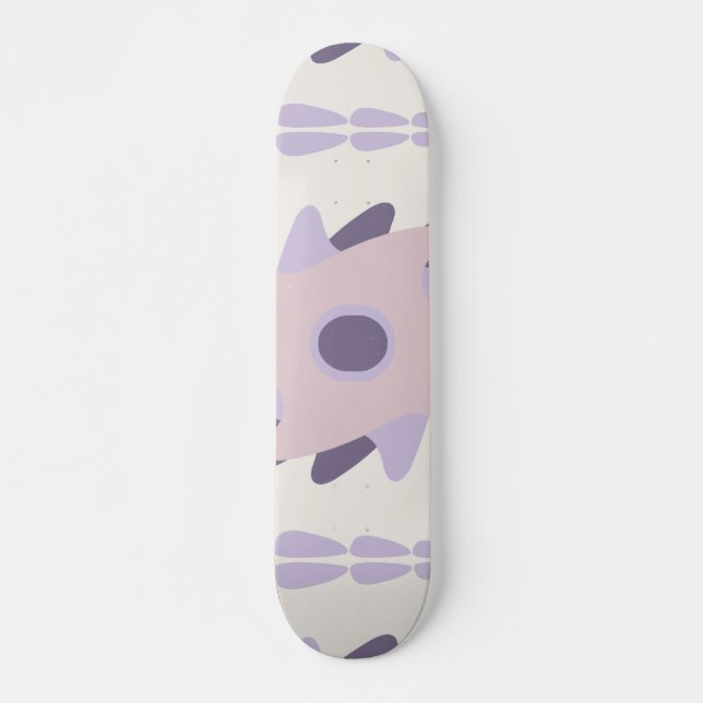 Purple Pastel Decorative Tile Pattern Skateboard (Front)