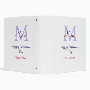 Purple pastel happy Valentine's day pink monogram Binder