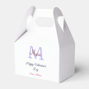 Purple pastel happy Valentine's day pink monogram  Favor Box