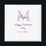 Purple pastel happy Valentine's day pink monogram  Magnet<br><div class="desc">beautiful design</div>