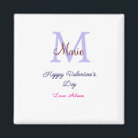 Purple pastel happy Valentine's day pink monogram  Magnet<br><div class="desc">beautiful design</div>