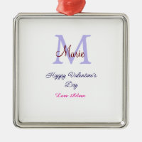 Purple pastel happy Valentine's day pink monogram