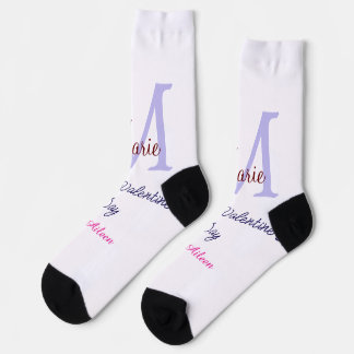 Purple pastel happy Valentine's day pink monogram  Socks