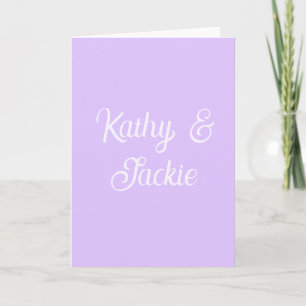 Purple pastel retro couple wedding name stylish na card