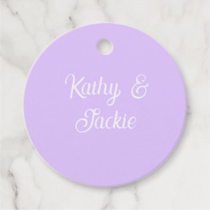 Purple pastel retro couple wedding name stylish na favour tags