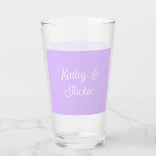 Purple pastel retro couple wedding name stylish na glass