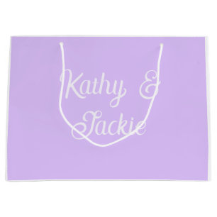 Purple pastel retro couple wedding name stylish na large gift bag