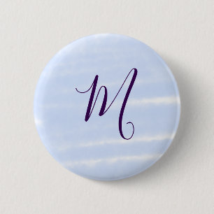 Purple pastel watercolor monogram name letterretro 2 inch round button