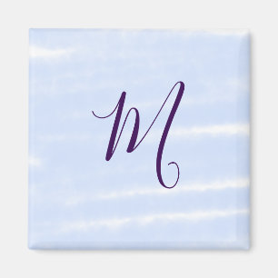 Purple pastel watercolor monogram name letterretro magnet