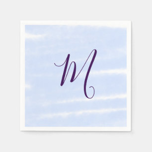 Purple pastel watercolor monogram name letterretro napkin