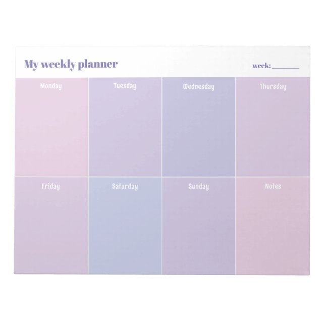 Purple pastels Custom Weekly Planner Notepad (Front)