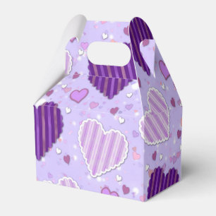 Purple Patchwork Hearts Favor Box