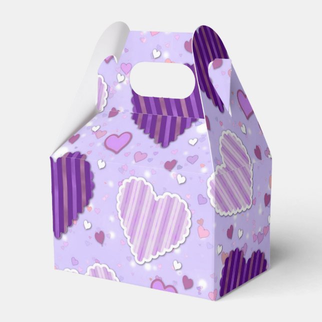Purple Patchwork Hearts Favor Box (Front Side)