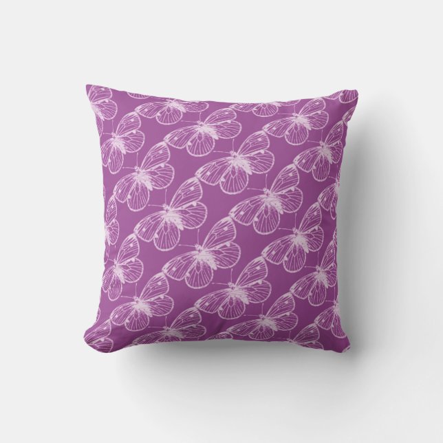 Purple Patina: Butterflies and Dragonflies Throw Pillow (Front)