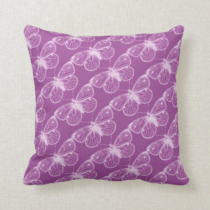 Purple Patina: Butterflies and Dragonflies Throw Pillow