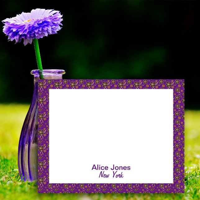 Purple  pattern brown natural flower   notepad (Creator Uploaded)