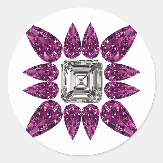 Purple Pattern Classic Round Sticker (Front)