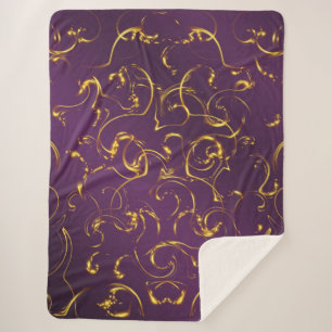 purple,pattern, gold, abstract, golden, elegant, sherpa blanket