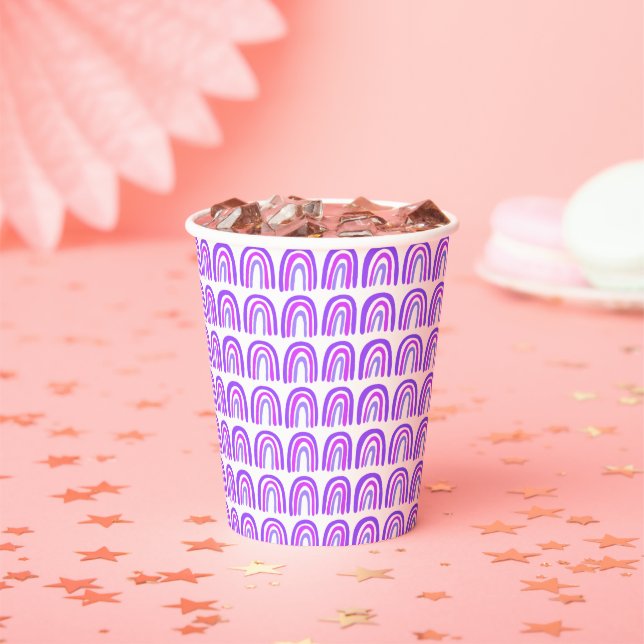 Purple Pattern Rainbow Boho Custom Paper Cups (Insitu)