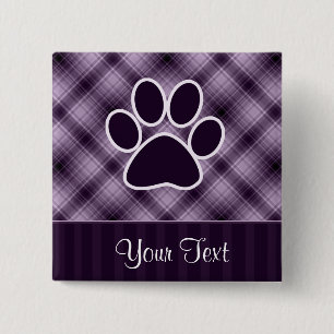 Purple Paw Print 2 Inch Square Button