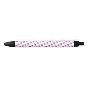 Purple Paw Print Pattern Black Ink Pen