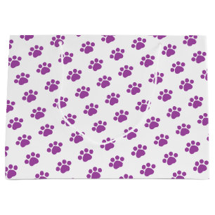 Purple Paw Print Pattern Large Gift Bag
