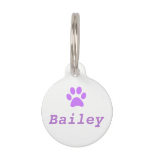 Purple Paw Print Pet Tag