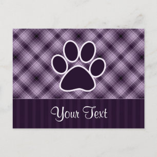 Purple Paw Print Postcard