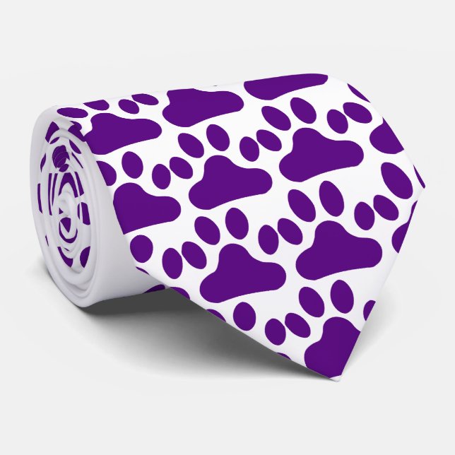 Purple Paw Print Tie (Rolled)
