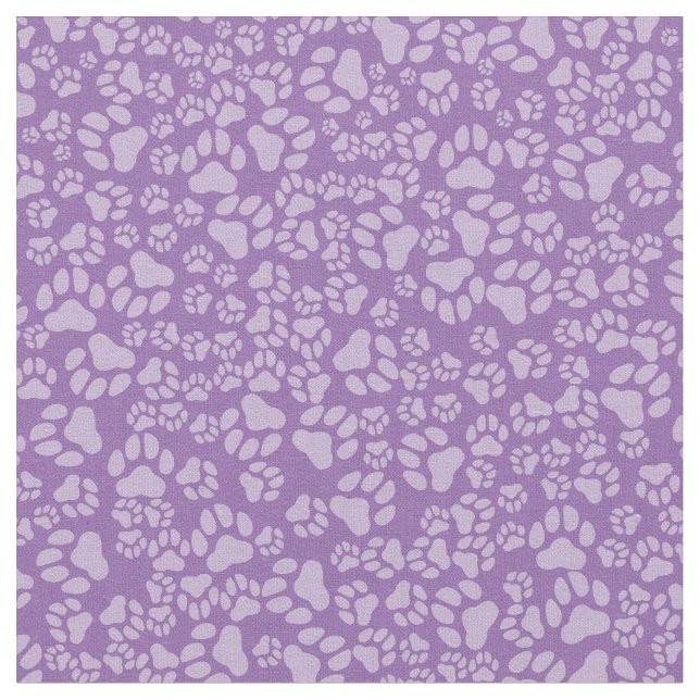 Purple Paw Prints Fabric by the Yard (Close Up)