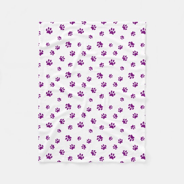 Purple Paw Prints Pattern Fleece Blanket (Front)