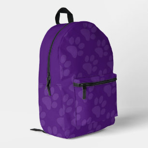 Purple Paw Prints Printed Backpack