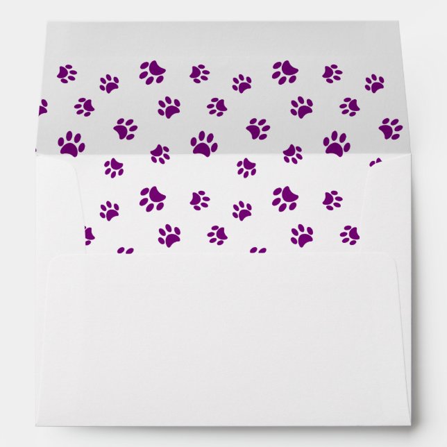 Purple Paw Prints with Name and Address Envelope (Back (Bottom))
