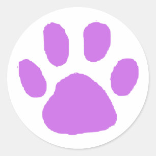 Purple PawPrint Design Classic Round Sticker