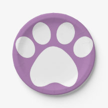 Purple Pawprint Paper Plates