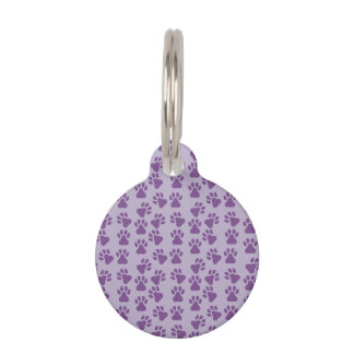 Purple Pawprints Dog Tag