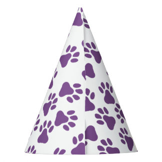 Purple Pawprints Party Hat