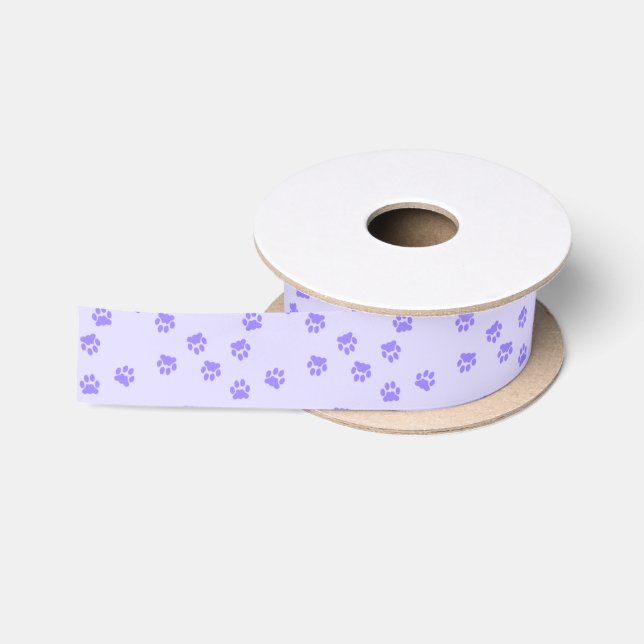 Purple pawprints satin ribbon (Spool)
