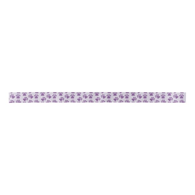 Purple Pawprints  Satin Ribbon (Front)