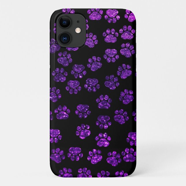 Purple Paws, Glitter Paws, Purple Glitter, Dog Case-Mate iPhone Case (Back)