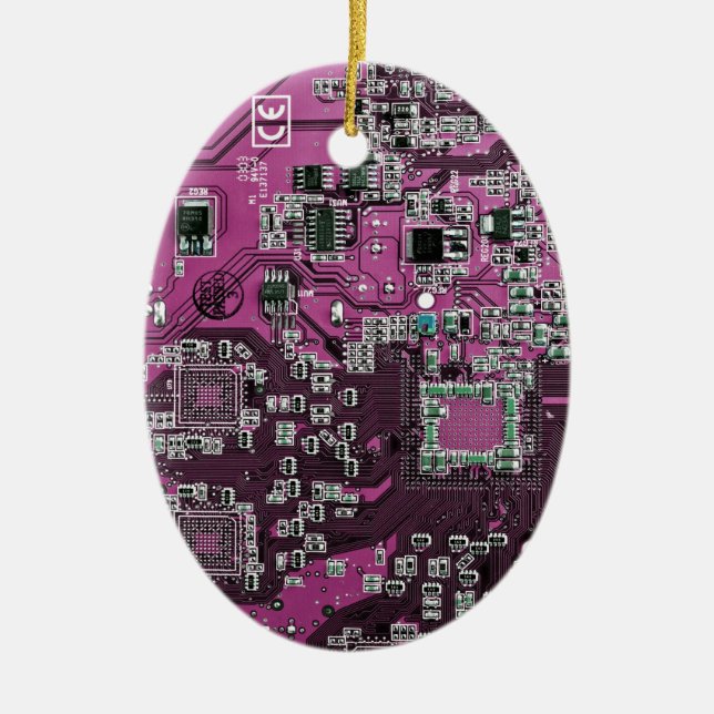Purple PCB Circuit Board Design for IT Pros Ceramic Ornament (Front)