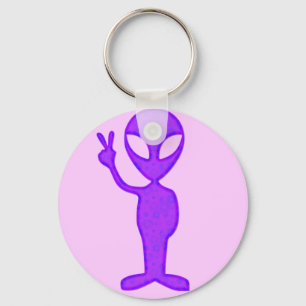 Purple Peace Alien Keychain