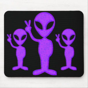 Purple Peace Alien Mouse Pad