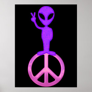 Purple Peace Alien Poster Print
