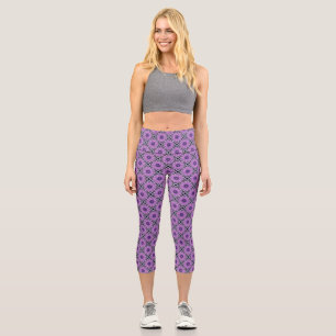 Purple Peace Energy Mandala Geometry Capri Leggings
