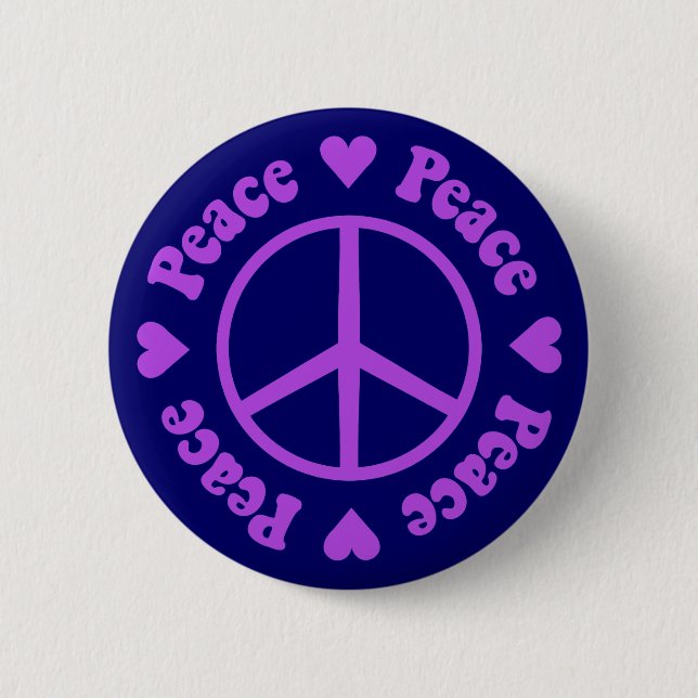 Purple Peace Sign 2 Inch Round Button (Front)