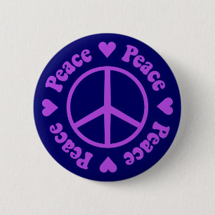 Purple Peace Sign 2 Inch Round Button