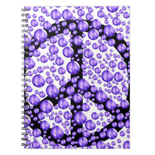 Purple Peace Sign Bubbles Notebook